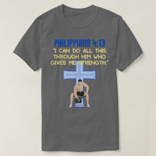 Christian Bible Verse Workout Gym Gear Eercise Top Tシャツ (デザイン正面)
