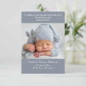 Christian Birth Announcement Card – 灰色と白 案内状 (スタンド正面)