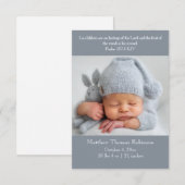 Christian Birth Announcement Card – 灰色と白 案内状 (正面/裏面)
