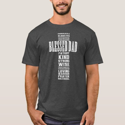 Christian Blessed Dad Cross Fathers Day Prayer Tシャツ (正面)