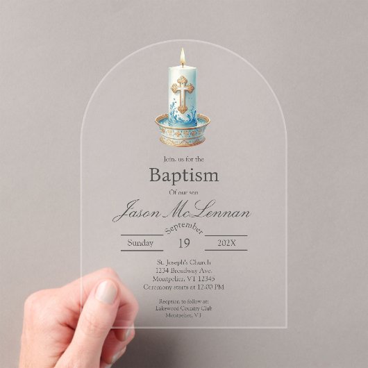 Christian Candle baptism Invitation アクリル招待状 (インサイチュ (ポータブル))