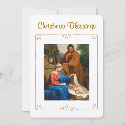 Christian Christmas Blessings Holy Family シーズンカード (正面)