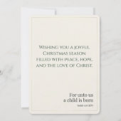Christian Christmas Glory to God One Photo Gold シーズンカード (裏面)