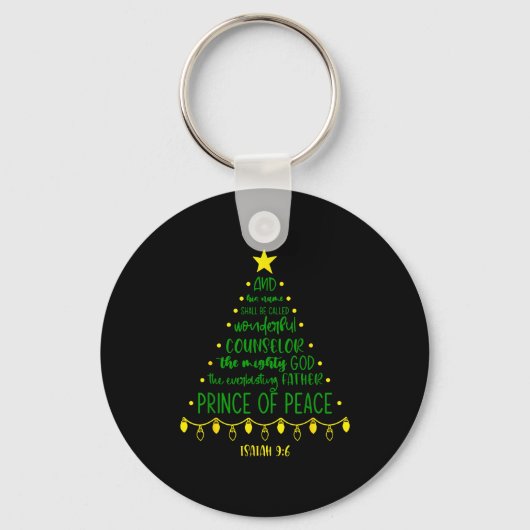 Christian Christmas Jesus Bible Names Xmas Tree Sh キーホルダー (正面)