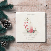 Christian Christmas Modern Scripture Candle Custom ストーンコースター