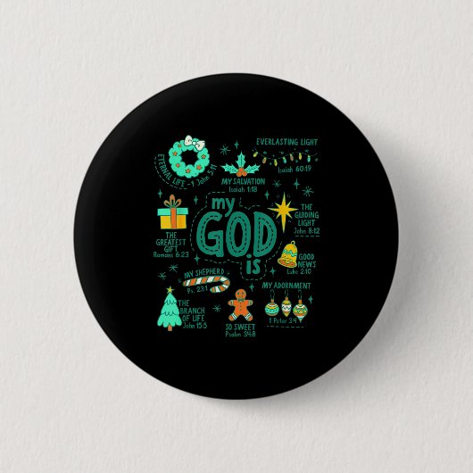 Christian Christmas My God Is Jesus Is The Reason  缶バッジ (正面)