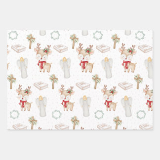 Christian Christmas Reindeer Wrapping Paper Sheets ラッピングペーパーシート