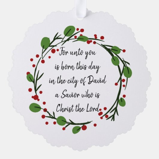 Christian Christmas Scripture Sticker Scripture オーナメントカード (裏面)