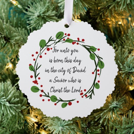 Christian Christmas Scripture Sticker Scripture オーナメントカード (インサイチュ (木))