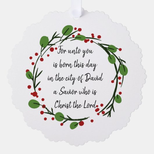Christian Christmas Scripture Sticker Scripture オーナメントカード (正面)