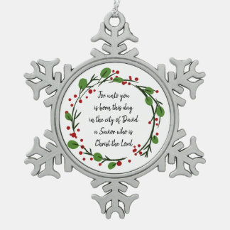 Christian Christmas Scripture Sticker Scripture スノーフレークピューターオーナメント