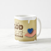 Christian Christmas Thank God blue heart Mug コーヒーマグカップ (正面右)