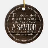Christian Christmas Verseタイポグラフィオン・ウッド写真 セラミックオーナメント (正面)