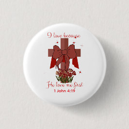 Christian Coquette cross Bible verse Valentines  缶バッジ