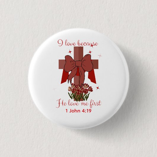 Christian Coquette cross Bible verse Valentines  缶バッジ (正面)