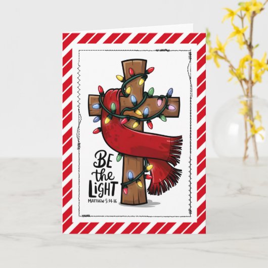 Christian Cross Be The Light Christmas Card カード (黄色い花)