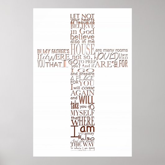 Christian Cross Bible Verses Copper Letters Poster ポスター (正面)