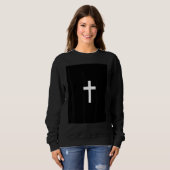 Christian Cross Crucifix Black Background Jesus Bi スウェットシャツ (正面フル)