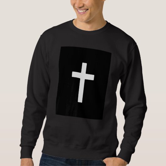 Christian Cross Crucifix Black Background Jesus Bi スウェットシャツ (正面)