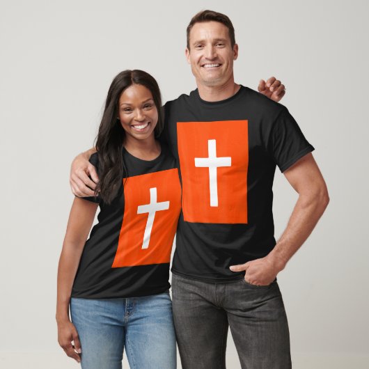 Christian Cross Crucifix Orange Background Jesus F Tシャツ (ユニセックス)
