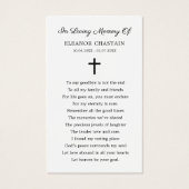 Christian Cross Funeral Memorial Prayer Cards (裏面)