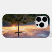 Christian Cross Hilltop Sunset iPhone Case Case-Mate iPhoneケース (裏面 (横))