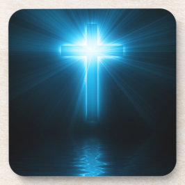 Christian Cross in Blue Light コースター