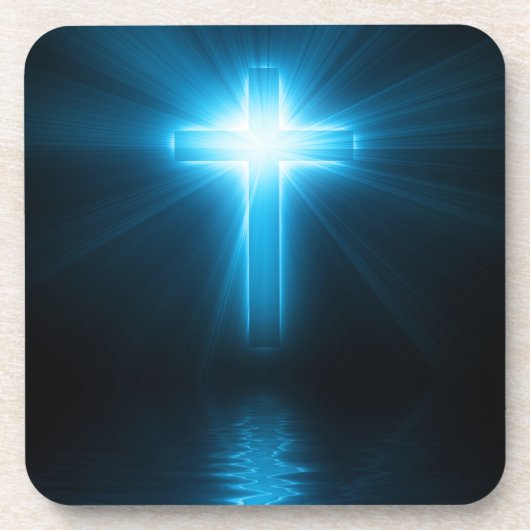 Christian Cross in Blue Light コースター (正面)
