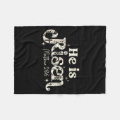 Christian Cross Jesus Happy Easter He Is Risen Mat フリースブランケット (正面(横))