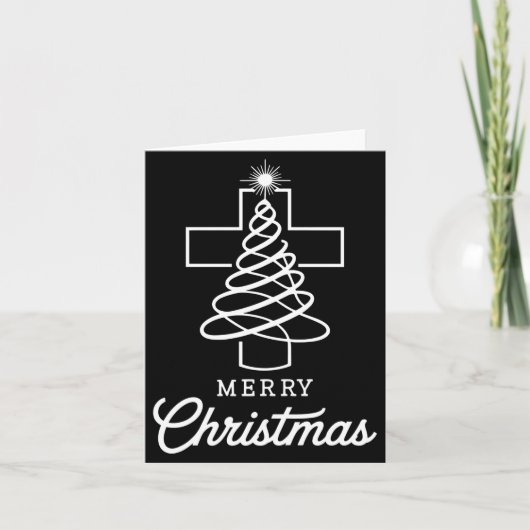 Christian Cross Jesus Merry Christmas Xmas Tree Ho カード (正面)