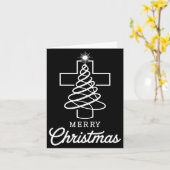 Christian Cross Jesus Merry Christmas Xmas Tree Ho カード (黄色い花)