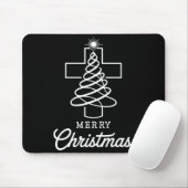 Christian Cross Jesus Merry Christmas Xmas Tree Ho マウスパッド (マウス)