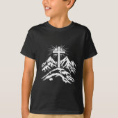 Christian Cross Mountains Religious  Tシャツ (正面)