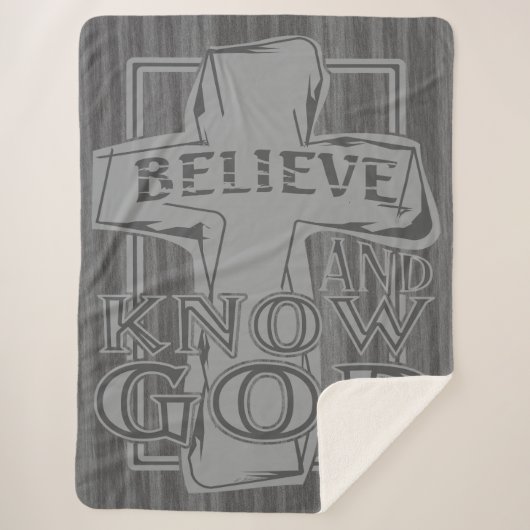 Christian Cross of Christ in Stone Gray T-Shirt シェルパブランケット (正面)