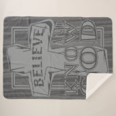 Christian Cross of Christ in Stone Gray T-Shirt シェルパブランケット (正面(横))