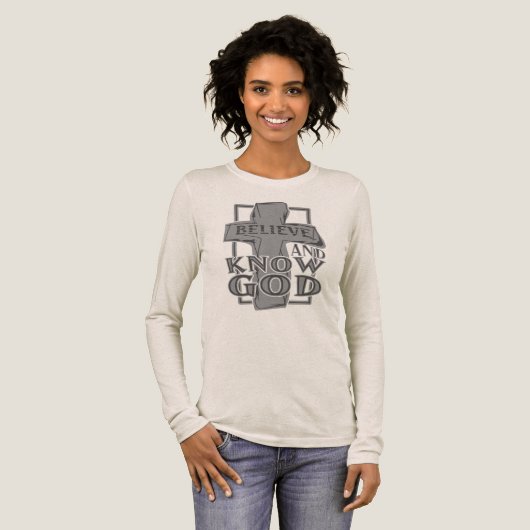 Christian Cross of Christ in Stone Gray T-Shirt トライブレンドＴシャツ (正面全体)