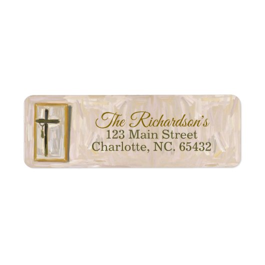 Christian Cross Return Address Label ラベル (正面)