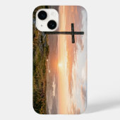Christian Cross Scenic Hillside Sunset iPhone Case Case-Mate iPhoneケース (裏面)