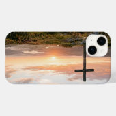 Christian Cross Scenic Hillside Sunset iPhone Case Case-Mate iPhoneケース (裏面 (横))