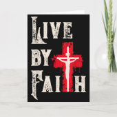 Christian Cross Scripture Live By Faith  カード (正面)