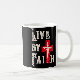 Christian Cross Scripture Live By Faith  コーヒーマグカップ