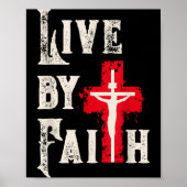 Christian Cross Scripture Live By Faith ポスター (正面)