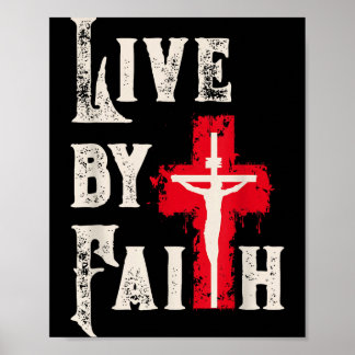 Christian Cross Scripture Live By Faith  ポスター