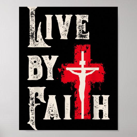 Christian Cross Scripture Live By Faith  ポスター (正面)