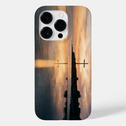Christian Cross Sunset Reflection iPhone Case Case-Mate iPhoneケース (裏面)