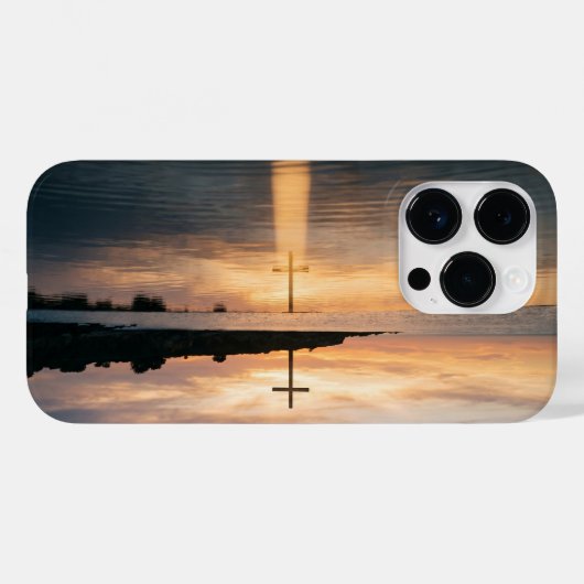 Christian Cross Sunset Reflection iPhone Case Case-Mate iPhoneケース (裏面 (横))