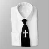 Christian Cross Symbol White Black ネクタイ (タイ)