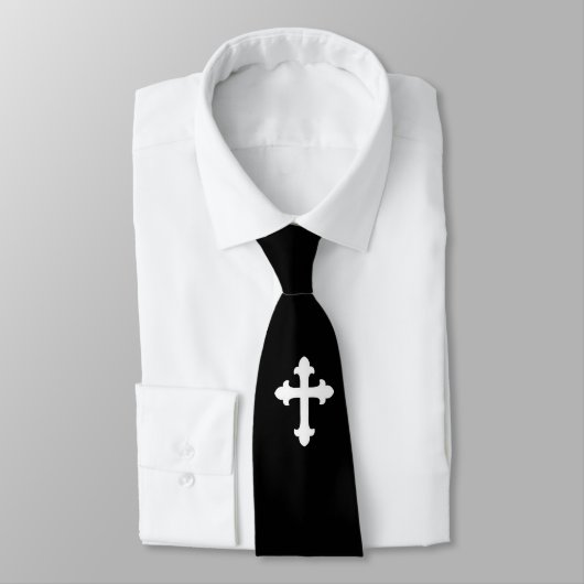 Christian Cross Symbol White Black ネクタイ (タイ)