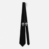 Christian Cross Symbol White Black ネクタイ (正面)