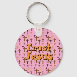 Christian Cross “Trust Jesus” Pink Gold キーホルダー